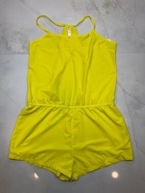 Fabletics Yellow Sleeveless Romper with Elastic Waist